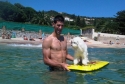 Novak Đoković na odmoru sa svojim psom